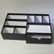 Organizador de escritorio de papel negro multifuncional con cajón
